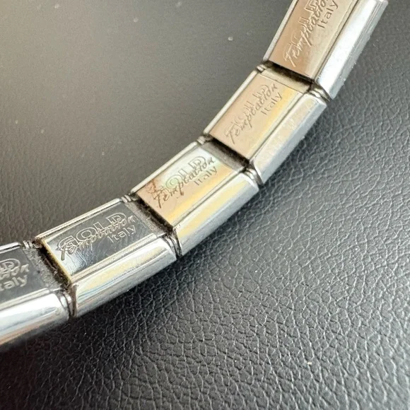 Vintage Italian Link charm bracelet stainless steel cancer crab zodiac sign y2K - Picture 3 of 10